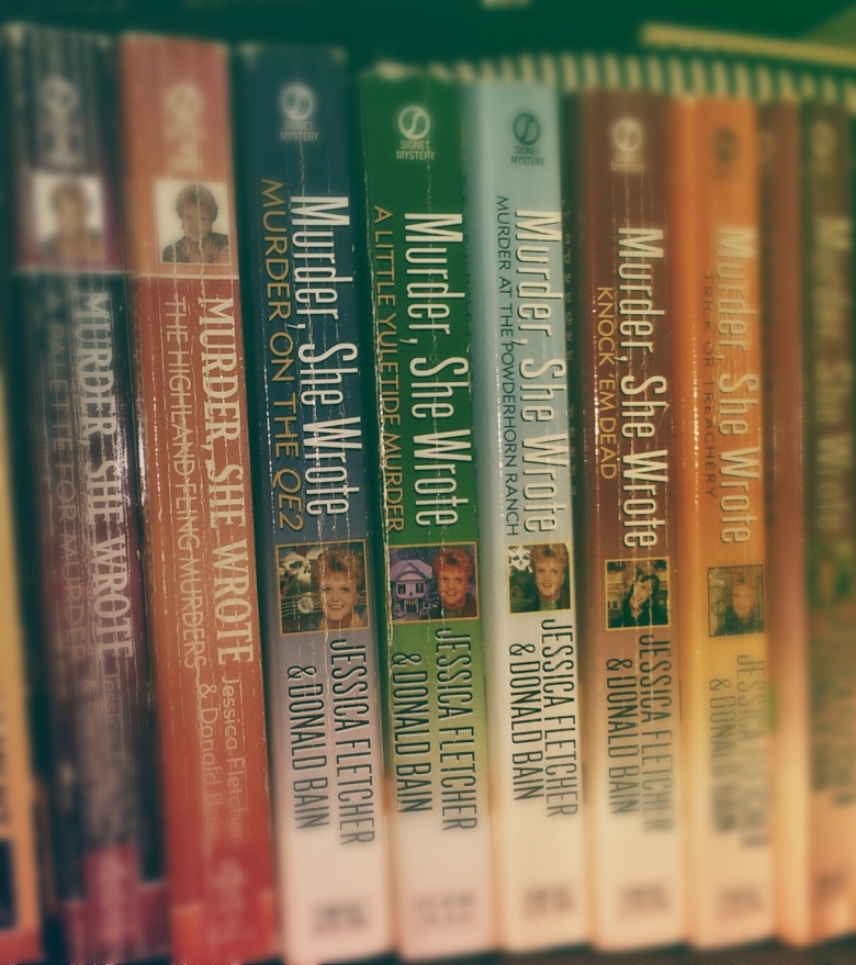 the spines of Murder, She wrote books